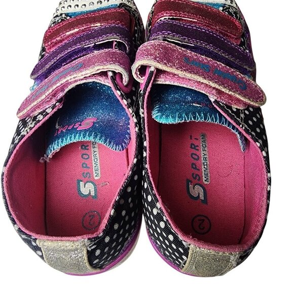 Skechers Twinkle Toes Low Top Sneakers Pink Purple Sparkles Size 2 - Picture 6 of 10